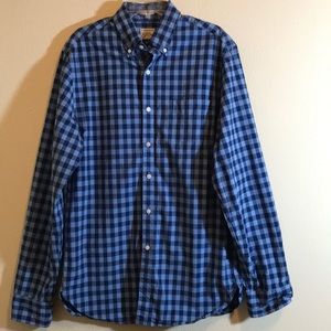 J Crew Classic Blue Plaid Button Down Shirt Size Small